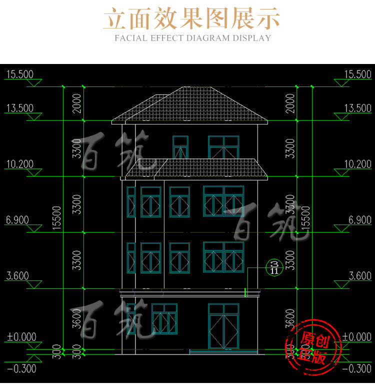 现代风格三层半新农村自建房_经济型小洋房别墅设计图纸全套CAD设计图7