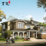 欧式风格高档豪华二层别墅设计图纸_三层乡村房屋带车库框架CAD设计图源码下载