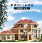 新农村三层欧式风格大别墅设计图纸_乡下自建房子厨房在外面CAD设计图源码下载