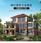 欧式200平方米大别墅设计图纸_农村乡下18米宽自建房子施工CAD设计图源码下载