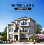 欧式三层新农村小户型自建房_大气宽10米乡村房屋别墅设计图纸CAD设计图源码下载