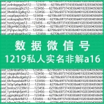 1219私人实名非解62/a16数据微信号出售 纯手工注册微信号购买 -上控专用质量可靠 注：什么是62数据号 自行百度 懂货的拍 小白慎拍！