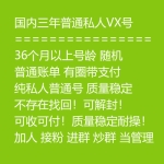 国内三年普通私人VX号出售 36个月以上号龄微信号购买 -普通账单/有圈带支付/纯私人普通号/可解封/可收可付/加人 接粉 进群 炒群 当管理/质量稳定耐操！