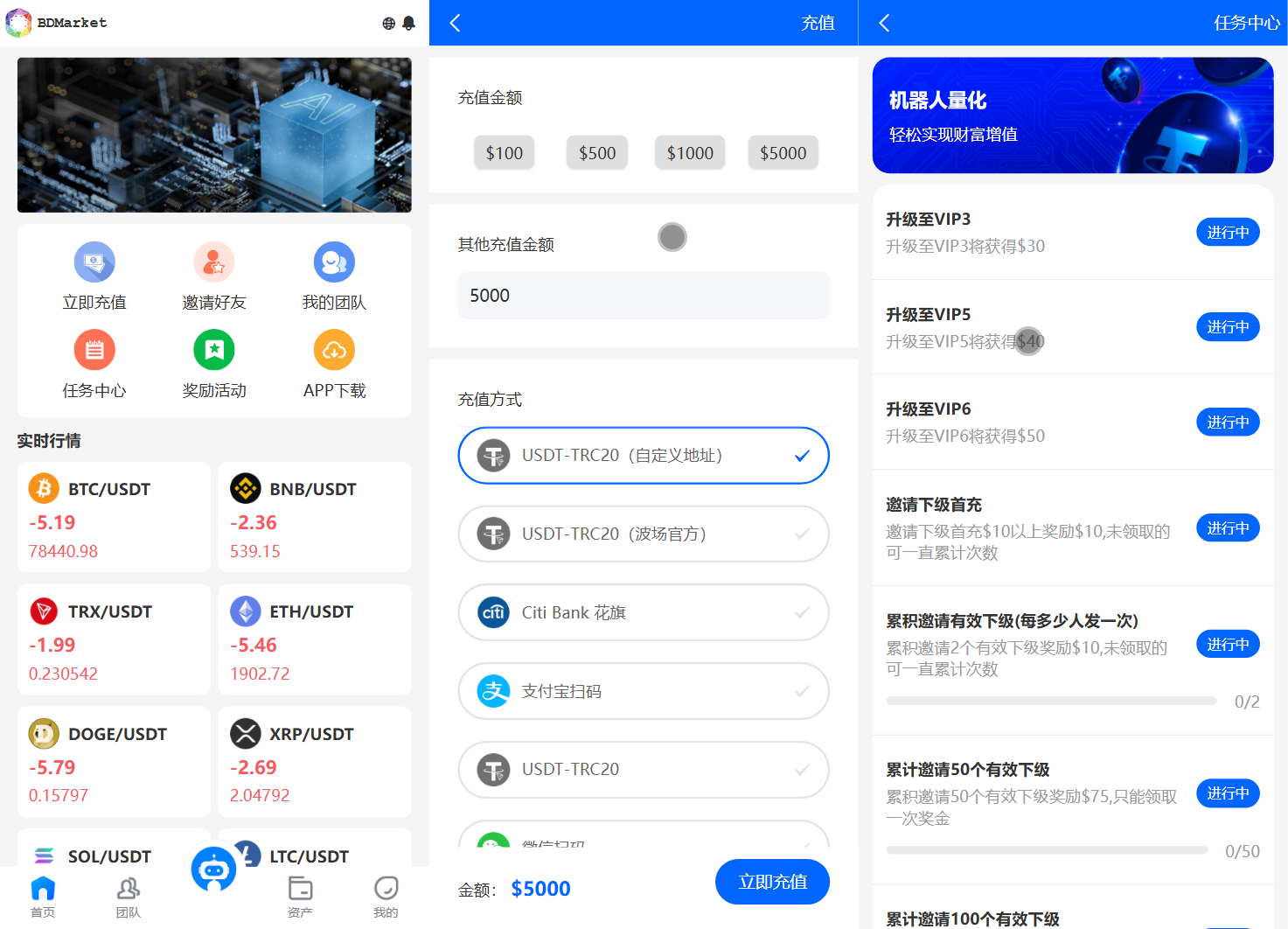 19国语言投资理财源码-BDMarket量化钱包理财投资源码图1