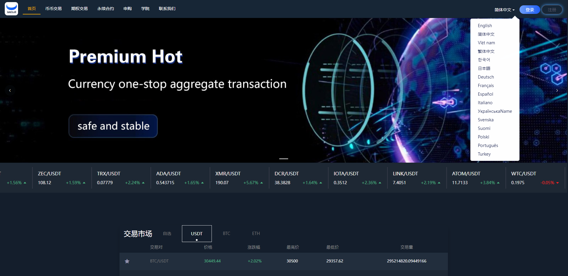 16国语言区块链交易所源码-多语言交易所系统源码图2