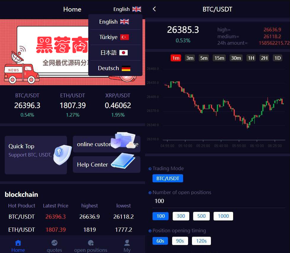 全新.net区块链交易所源码 多语言微盘交易源码 微交易系统源码-带vue源码