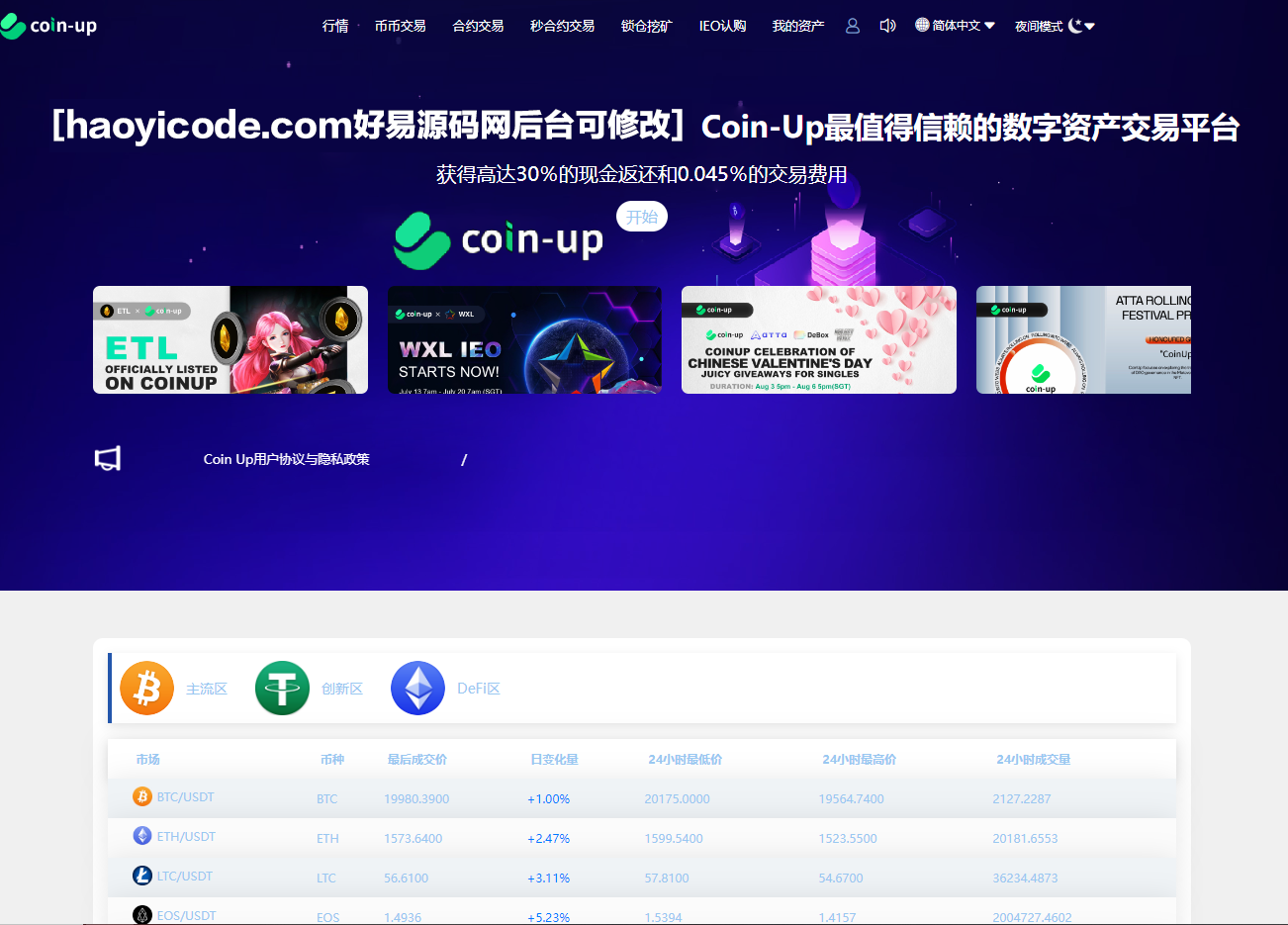 全新多语言区块链交易所源码-支持合约-币币锁仓-挖矿-认购-otc等带详细安装文档教程